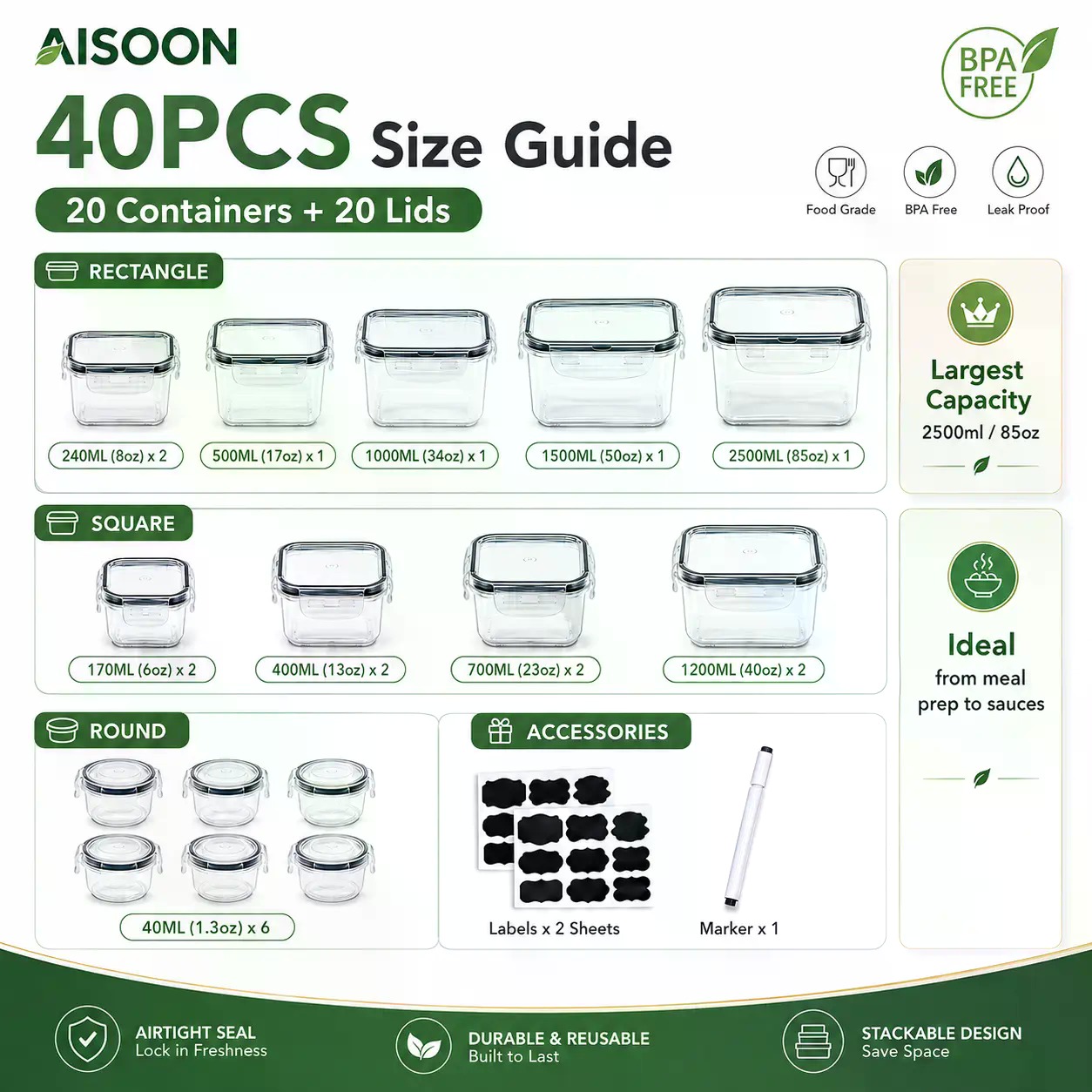 40 PCS Extra Large 85oz Silico - Food Storage Labels review and price
