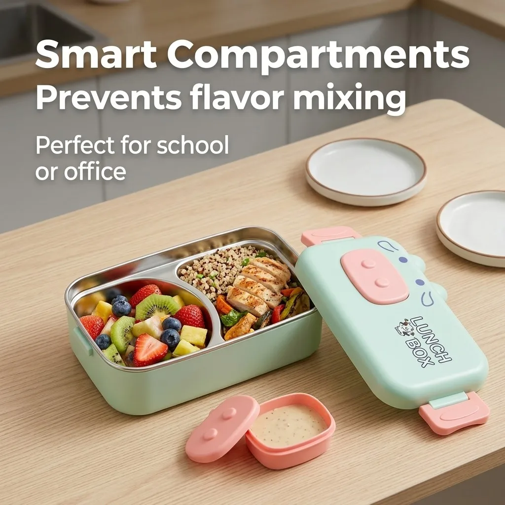 304 Stainless Steel Bento Box  - Food Storage With Dividers review and price
